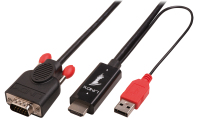 Lindy 41455 video átalakító kábel 1 M HDMI + USB VGA (D-Sub) Fekete