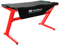 Sandberg Fighter Gaming Desk, Red Zwart, Rood