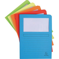 Exacompta Pack of 50 Window Folders Carton Bleu, Vert, Orange, Rouge, Jaune A4