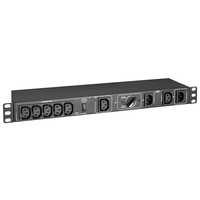 Tripp Lite PDUBHV101U 200-250V 10A Single-Phase Hot-Swap PDU with Manual Bypass - 6 C13 Outlets, 2 C14 Inlets, 1U Rack/Wall