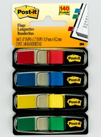 Post-It Flags, Primary Colors, 1/2 in Wide, 35/Dispenser, 4 Dispensers/Pack flaga samoprzylepna 35 ark.