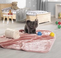 Bertsch Kinder-Kuscheldecke aus 100% Polyester in der Farbe rosa. Weich und