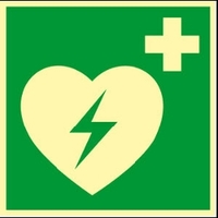 Hinweisschild Defibrillator, Klebefolie 20 x 20 cm Langnachleuchtend