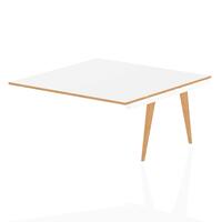 Oslo 1600mm Square Boardroom Table Ext Kit White Top Natural Wood Edge White Frame OSL0125