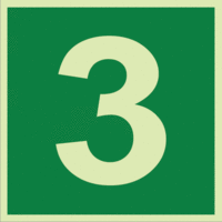 Etagenkennzeichnung - 3, Grün, 15 x 15 cm, Folie, Selbstklebend, Xtra-Glo