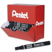 PENTEL Pack eco de 36 marqueurs permanents corps métal N60 pointe ogive encre Noire (30+6 gratuits)