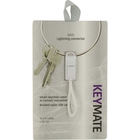 KeyMate Charge/Sync Keychain Cable Nylon Braided Lightning White