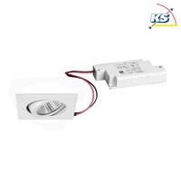 LED Einbaustrahler-Set BB05 inkl. Konverter, IP20, eckig, 230V, 6W 3000K 640lm 38°, schwenkbar 30°, dimmbar, Weiß