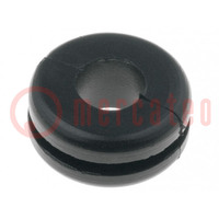 Grommet; Ømount.hole: 10mm; Øhole: 6mm; PVC; black; -30÷60°C