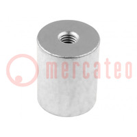 Magnet: permanent; neodymium; H: 20mm; 20N; Ø: 13mm; Thread len: 7mm