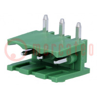 Pluggable terminal block; 5mm; ways: 3; angled 90°; socket; male