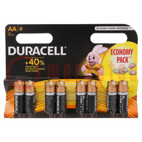Battery: alkaline; 1.5V; AA; non-rechargeable; 8pcs; BASIC