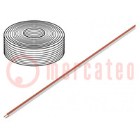Wire: test lead cable; 2x0.2mm2; solid; Cu; PVC; white,red; 500V