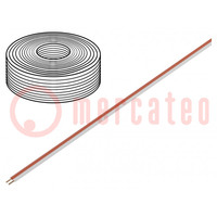 Wire: test lead cable; 2x0.2mm2; wire; Cu; PVC; white,red; 500V; 10m