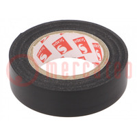 Tape: electro-isolatie; W: 15mm; L: 10m; Thk: 0,15mm; zwart; rubber