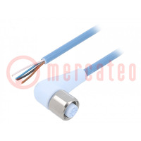 Connection lead; M12; PIN: 4; angled; 10m; plug; 250VAC; -40÷105°C