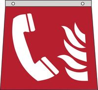 Deckenschild - Brandmeldetelefon, Rot, 15 x 15 cm, Aluminium, +100 °C °c