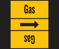 Rohrmarkierungsband ohne Gefahrenpiktogramm - Gas, Gelb/Schwarz, 10.5 x 12.7 cm