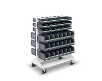 perfo Rack mobil mit 84 bottBoxen, 6 Schlitzplatten