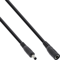 InLine DC extension cable, DC male/female 4.0x1.7mm, AWG 18, black 5m