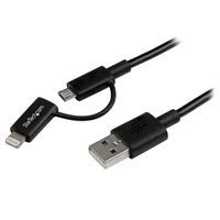 StarTech.com Câble Lightning 8 broches ou Micro USB vers USB de 1 m - Cordon de charge / synchronisation - Noir