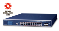 PLANET GS-5220-24UPL4XVR hálózati kapcsoló Vezérelt L3 Gigabit Ethernet (10/100/1000) Ethernet-áramellátás (PoE) támogatása 1.25U Kék