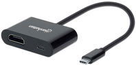 Manhattan USB-C auf HDMI-Konverter mit Power Delivery-Ladeport, 4K@60Hz-Auflösung, Power Delivery-Port (PD) mit bis zu 60 W (3 A/20 V), schwarz