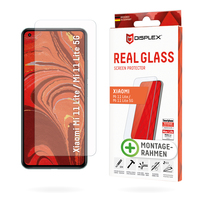 Displex Panzerglas (10H) für Xiaomi 11 Lite 5G/Mi 11 Lite 5G, Montagesticker, Tempered Glas, kratzer-resistente Schutzfolie, hüllenfreundlich