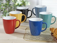 6 Henkelbecher Inhalt: je 0,35 ltr., COFFEE SHOP, CLASSIC COLOUR, Farbenmix,