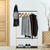 Relaxdays Kleiderständer Bambus & Metall, Kleiderstange mit Schuhablage, 6 Haken, HBT: 168 x 80 x 38 cm, natur/schwarz