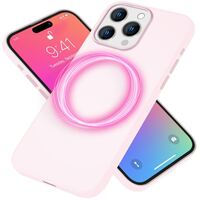 MagSafe Hülle für iPhone 15 Pro Liquid Silikon Handyhülle Magnet Cover Schutz Pink