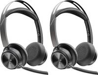 POLY VOYAGER FOCUS 2 Telefon On Ear headset Bluetooth®, Vezetékes Stereo Fekete mikrofon zajelnyomás, Noise Cancelling Hangerő szabályozás, Mikrofon némítás