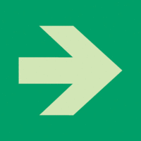 Wandschild - Richtungspfeil, gerade, Grün, 20 x 20 cm, Sicherheitsglas, Weiß