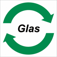 System-Wertstoffkennzeichnung - Glas, Grün/Weiß, 10 x 10 cm, Aluminium, Seton