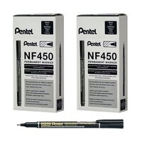 Pentel Permanent Marker Extra Fine Black (Pack of 12) Buy 1 Get 1 FOC NF450-A