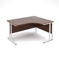Traditional ergonomic desks - delivered and installed - white frame, walnut top, right hand, 1400mm