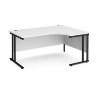 Traditional ergonomic desks - delivered and installed - black frame, white top, right hand, 1600mm