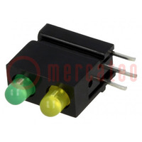LED; in housing; green/yellow; 3mm; No.of diodes: 2; 20mA