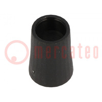Knob; conical; thermoplastic; Øshaft: 6mm; Ø12x17mm; black; push-in