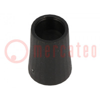 Pomello; conica; termoplastico; Øasse: 6mm; Ø12x17mm; nero