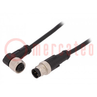 Connection lead; M12; PIN: 4; 10m; plug; 250VAC; 4A; -25÷80°C; PVC