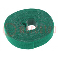 Klittenband kabelbinder; L: 4m; W: 16mm; groen; rol