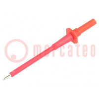 Probe tip; 10A; red; Socket size: 4mm; Plating: nickel plated; 5mΩ
