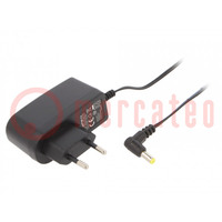 Power supply: switched-mode; mains,plug; 9VDC; 1A; 9W; Plug: EU