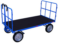 Produktbild - Handpritschenwagen mit 2 Rohrgitterwänden, Höhe 750 mm / Ladehöhe 480 mm , Ladefläche 1.530 x 800 mm, Vollgummibereifung