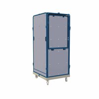 Logistik-Rollbox 1589 KU grau, 724 x 815 mm, 5-seitig, Dach und Vorderwand klappbar, blau, mit Verkleidung