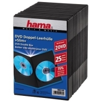 Hama DVD Slim Double-Box 25, Black 2 disques Noir