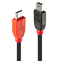 Lindy 31719 cavo USB 2 m USB 2.0 Mini-USB B Micro-USB B Nero, Rosso