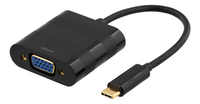 Deltaco USBC-1098 video kabel adapter 0,1 m USB Type-C VGA (D-Sub) Zwart