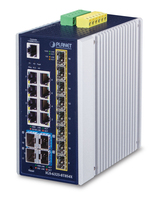 PLANET IP30 Industrial L3 8-Port Managed Gigabit Ethernet (10/100/1000) Blau, Weiß